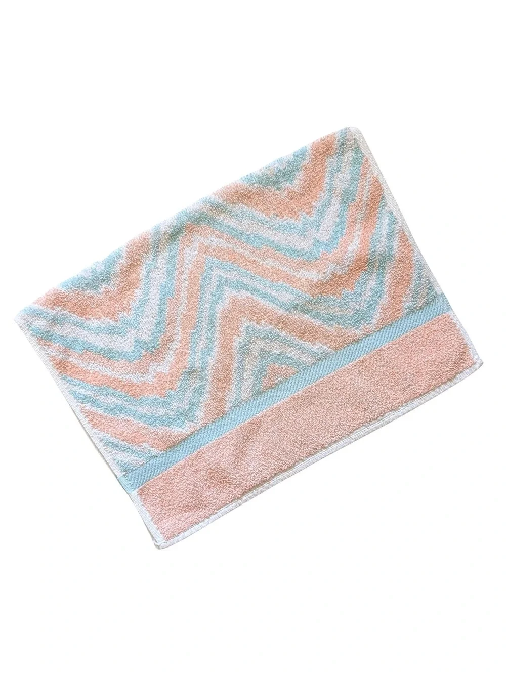 1980s Vintage Hand Towels with Pastel Chevron Pattern
